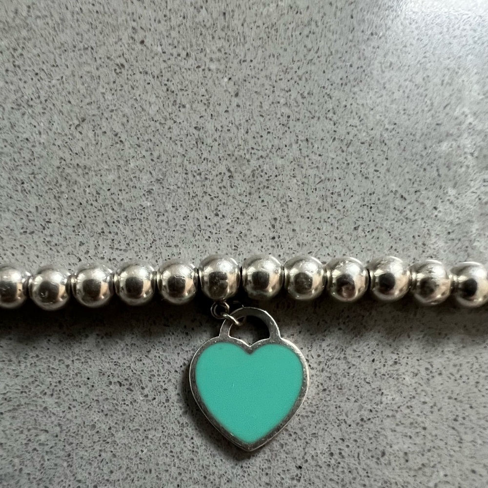 Tiffany & Co. Blue Heart Tag Bead Bracelet